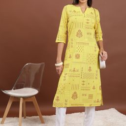 Vishudh Ethnic Motifs Printed Straight Regular Cotton Kurta-image-16