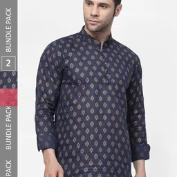 allan peter Pack Of 2 Ethnic Motifs Printed Pure Cotton Kurta-image-14