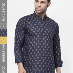 allan peter Pack Of 2 Ethnic Motifs Printed Pure Cotton Kurta-image-98