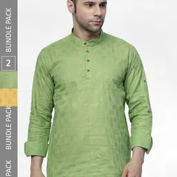 allan peter Pack Of 2 Ethnic Motifs Printed Pure Cotton Kurta-image-11