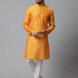 even Striped Band Collar Straight Kurta-image-33