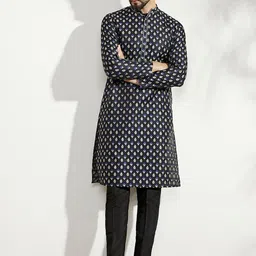 KISAH Ethnic Motifs Printed Mandarin Collar Thread Work Kurta-image-56