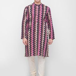 Globus Men Pink Geometric Printed Kurta-picture-16