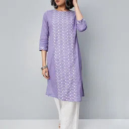 max Ethnic Motifs Embroidered Thread Work Pure Cotton Kurta-47