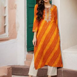 KALINI Bandhani Printed Thread Work Kurta-image-72