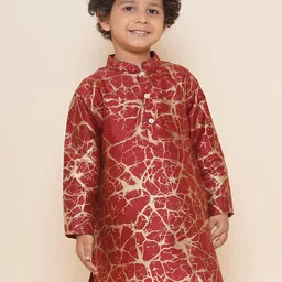 Sethukrishna Boys Mandarin Collar Abstract Printed Kurta-68