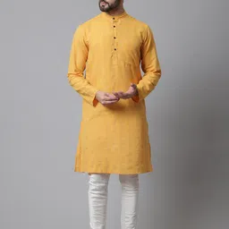 even Checked Band Collar Straight Pure Cotton Kurta-image-9