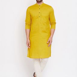 even Men Yellow Thread Work Kurta-24