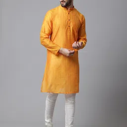 even Men Mandarin Collar Cotton Silk Straight Kurta-image-37