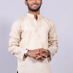 BAESD Woven Design Mandarin Collar Long Sleeve Cotton Kurta-image-99
