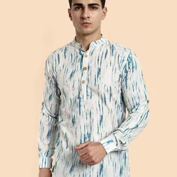 Vardha Abstract Printed Mandarin Collar Cotton Kurta-image-38