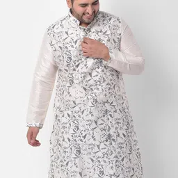DEYANN PLUS Men Off White Floral Printed Kurta-image-21