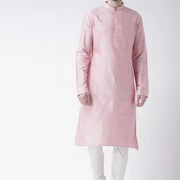 KISAH Men Pink Solid Straight Kurta-picture-48