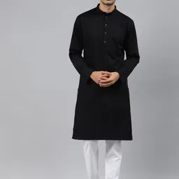MANQ Men Black Thread Work Kurta-image-33