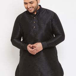 VASTRAMAY Mandarin Collar Silk Kurta-image-21