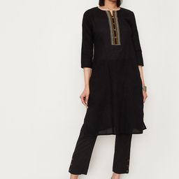 max Thread Work Notch Neck Straight Kurta-image-93