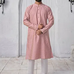 Inddus Woven Design Mandarin Collar Kurta-image-27
