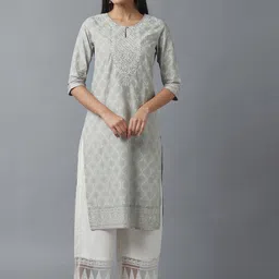 W Women Ethnic Motifs Embroidered Keyhole Neck Thread Work Kurta-picture-13