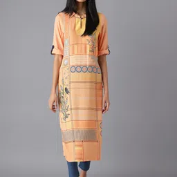 AURELIA Women Orange Geometric Printed Kurta-picture-48