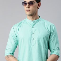 Kryptic Band Collar Cotton Short Kurta-image-44