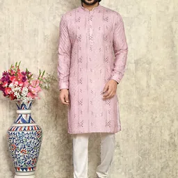 RANAK Men Floral Thread Work Kurta-picture-10