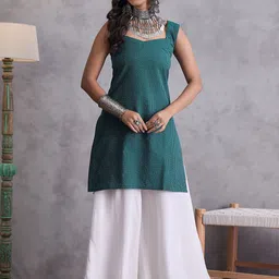 InWeave Women Kantha Work Kurta-image-34