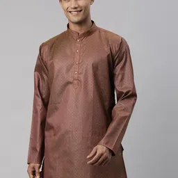TATTVA Men Brown Straight Short Kurta-image-56