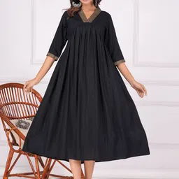 INDIANIC V-Neck Empire A-Line Kurta-picture-43
