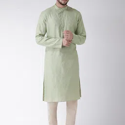 TABARD Men Green & Gold-Toned Floral Kurta-picture-35