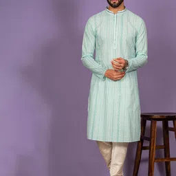 KISAH Ethnic Motif Printed Mandarin Collar Gotta Patti Kurta-image-21
