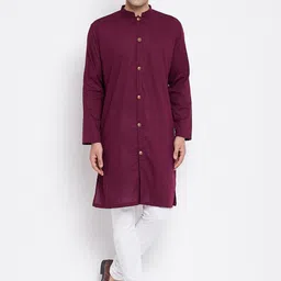 even Men Maroon Mandarin Collar Kurta-image-7