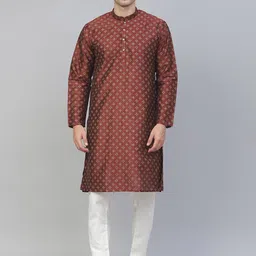 MANQ Men Maroon Thread Work Kurta-picture-17