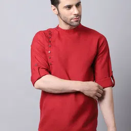 even Men Maroon Solid Kurta-50