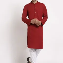 MOHANLAL SONS Men Maroon Thread Work Kurta-picture-17