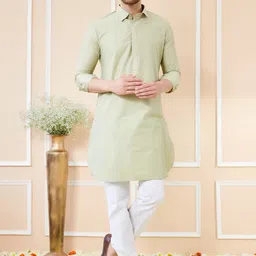 See Designs Shirt Collar Cotton Pathani Kurta-picture-28