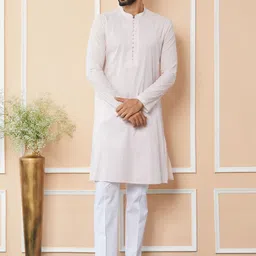 See Designs Mandarin Collar Long Sleeves Thread Work Cotton Straight Kurta-picture-13