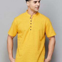 Melange by Lifestyle Mandarin Collar Cotton Straight Short Kurta-image-41