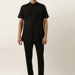 TheEthnic.Co Mandarin Collar Short Sleeves Straight Kurta-image-96