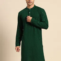 Anouk Embroidered Sequinned Pure Cotton Kurta-13
