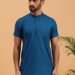 NAMASKAR Men Mandarin Collar Cotton Short Kurta-image-55