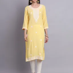 VAIRAGEE Floral Embroidered Thread Work Straight Kurta-image-31