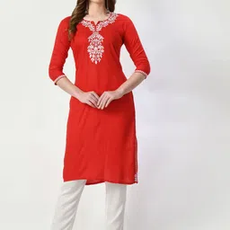 Rudraaksha Creations Ethnic Motif Yoke Design Chikankari Straight Kurta-image-57