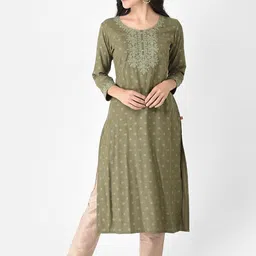 Span Ethnic Motifs Woven Design Thread Work Straight Kurta-57