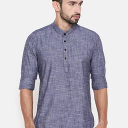 Cross Court Woven Design Mandarin Collar Cotton Straight Kurta-45