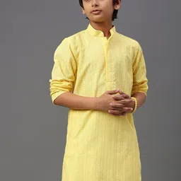 YK Boys Ethnic Motif Chikankari Embroidered Straight Kurta-25