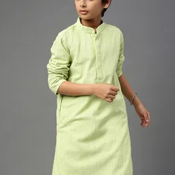 YK Boys Ethnic Motifs Embroidered Chikankari Cotton Kurta-image-55