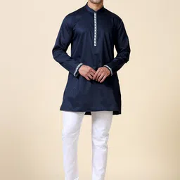 TATTVA Mandarin Collar Thread Work Straight Kurta-picture-36