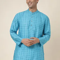 Fabindia Geometric Printed Band Collar Kurta-image-30