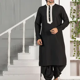 KISAH Men Black Solid Kurta-picture-26