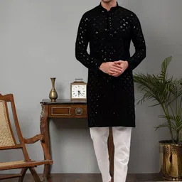 Jompers Geometric Embroidered SequinnedKurta-image-41